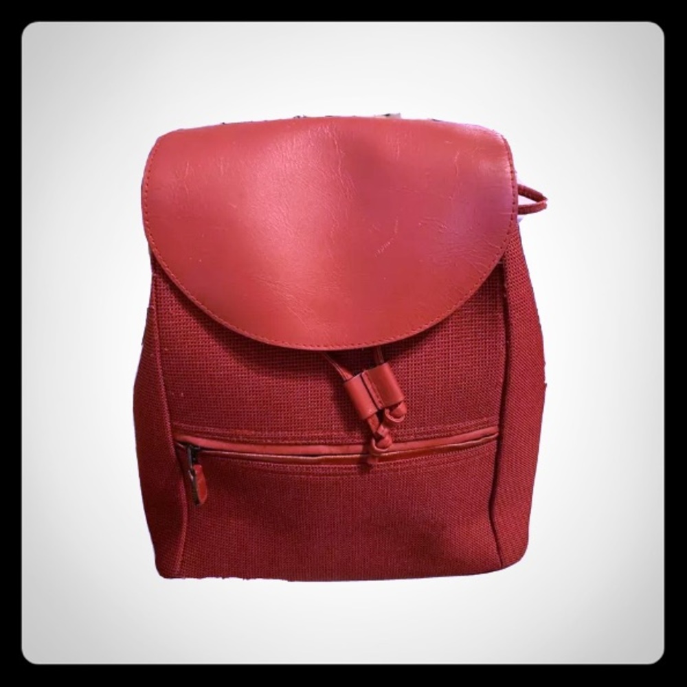 LL BEAN Leather Lined Canvas Mini Back Pack